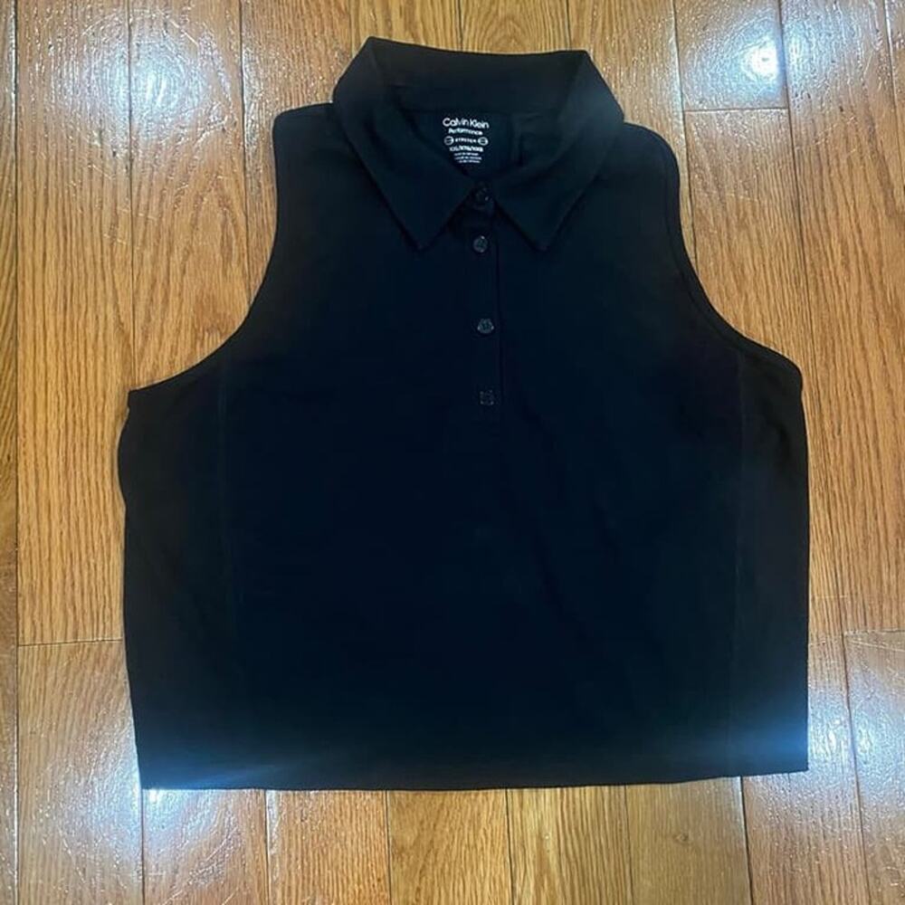 Calvin Klein Performance Black Sleeveless Tank Top Collar Shirt Women’s XXL